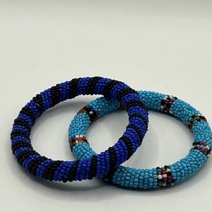 Beaded bracelets, blue